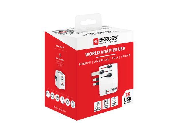 SKROSS PRO Light USB 2xA Travel Adapter